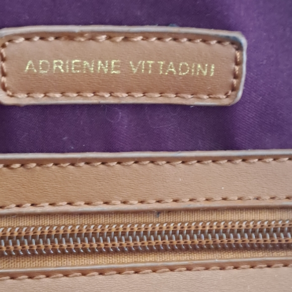 Adrienne Vittadini | Large Black/Brown Faux Leather Dome Satchel Crossbody Bag - Picture 9 of 16